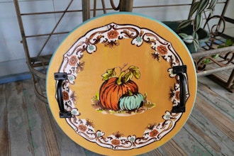 Thanksgiving Serving Tray with Metal Handles